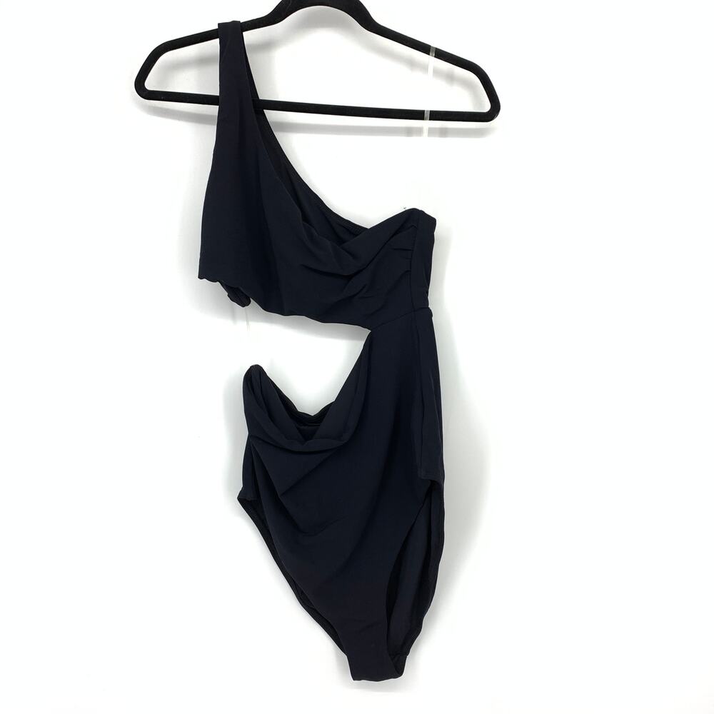 JETS Australia Cutout Side One Shoulder One Piece Swimsuit US Sz 12 Black